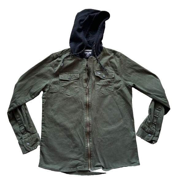Tony Hawk Men Jacket Hoodie Small Skater Zip Up Green Snap Button Pockets - Picture 1 of 8